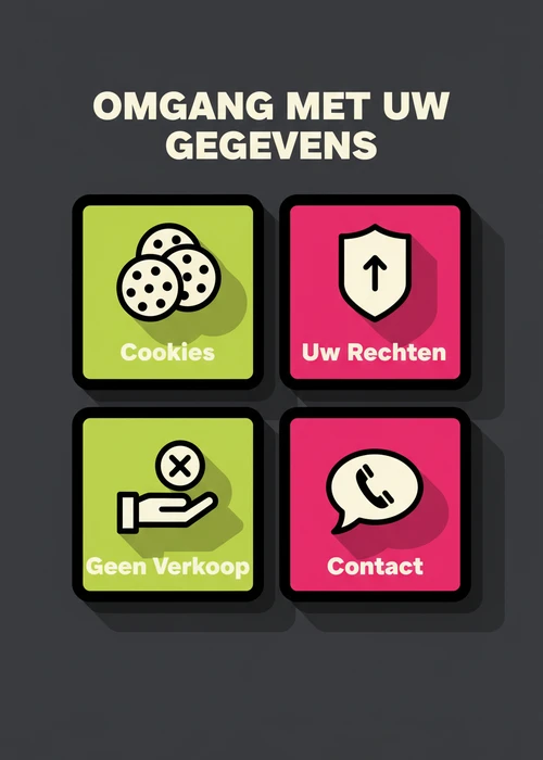 Omgang met uw gegevens bij casino zonder limiet: cookies, uw rechten, geen verkoop en contact als icoontegels.